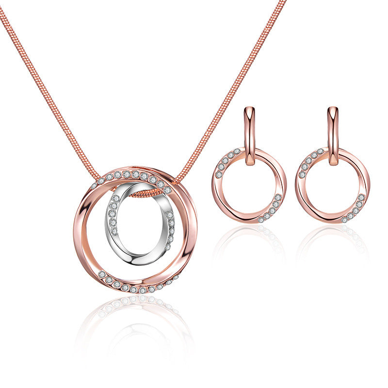 Elegant Pink Gem Necklace Jewelry Set