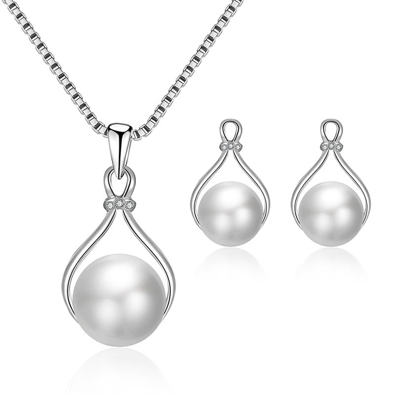 Elegant Pink Gem Necklace Jewelry Set