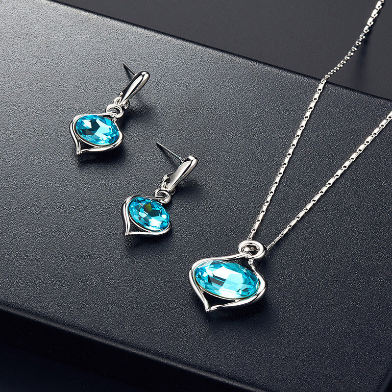 Elegant Pink Gem Necklace Jewelry Set