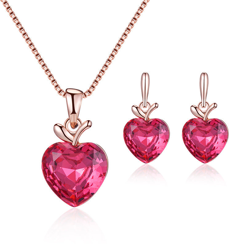 Elegant Pink Gem Necklace Jewelry Set