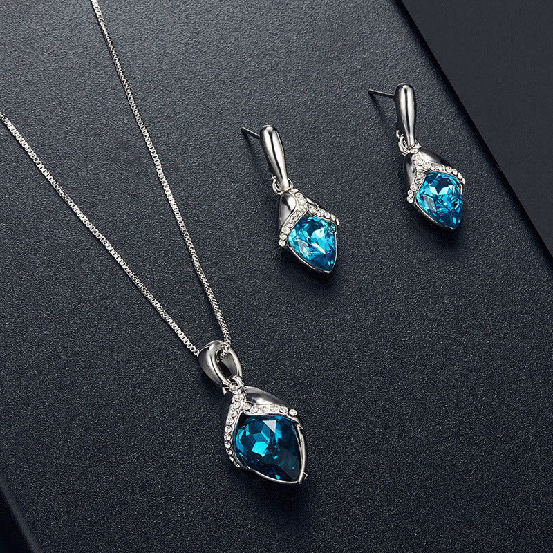 Elegant Pink Gem Necklace Jewelry Set