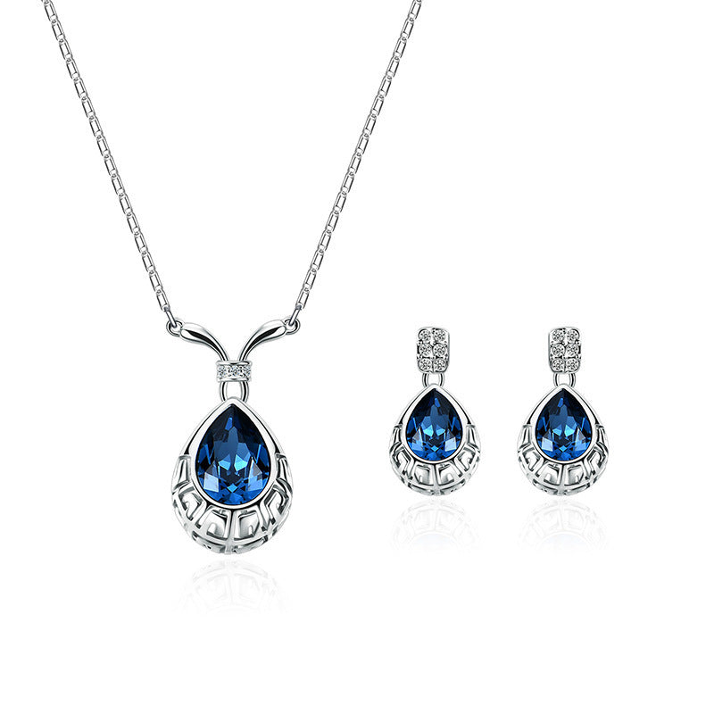 Elegant Pink Gem Necklace Jewelry Set