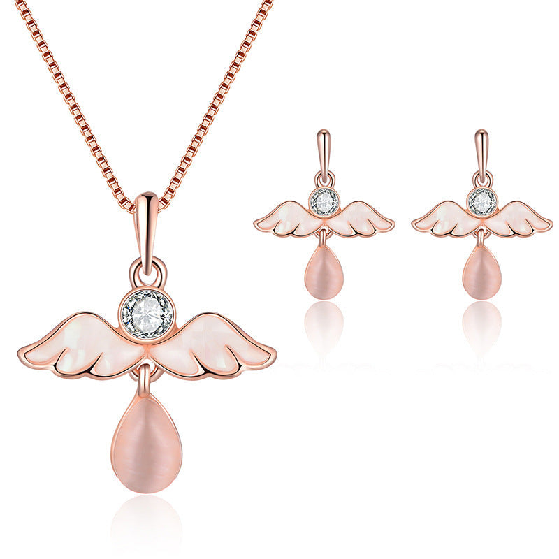 Elegant Pink Gem Necklace Jewelry Set