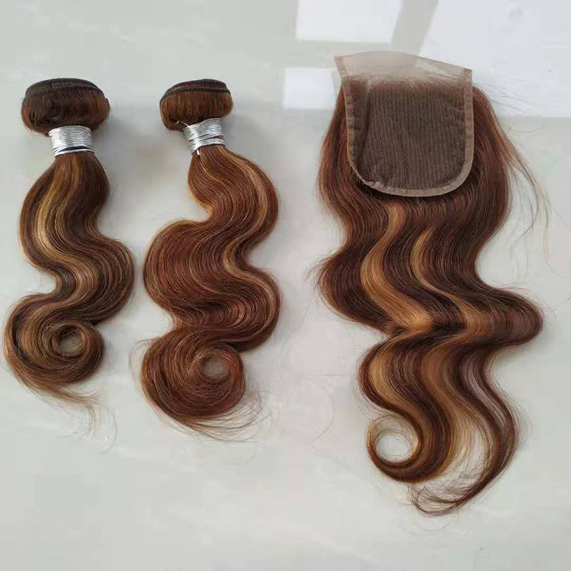 Caramel Glow Body-Wave Bundles With Lace Closure – Warm Brown Highlights