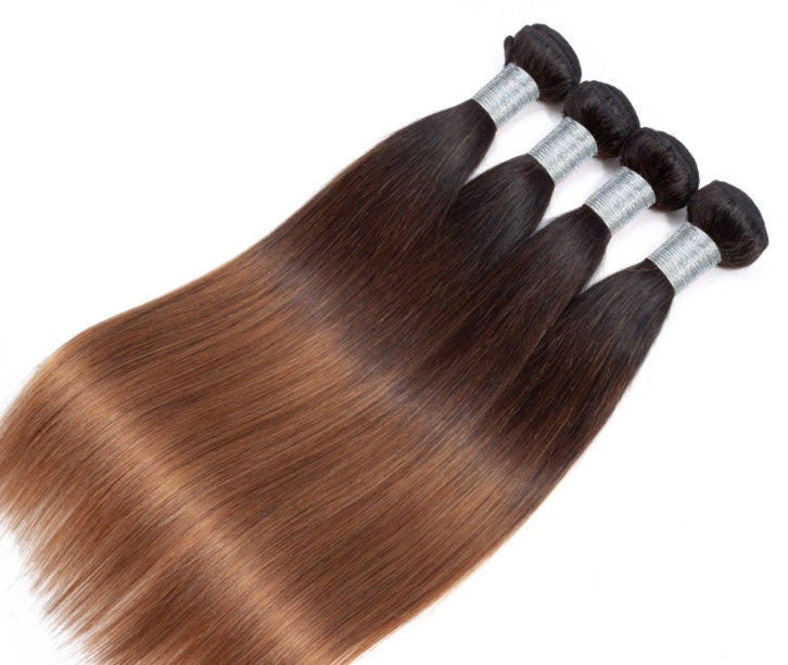 Golden Purpose Straight Ombré Hair Bundles – Dark Brown to Caramel