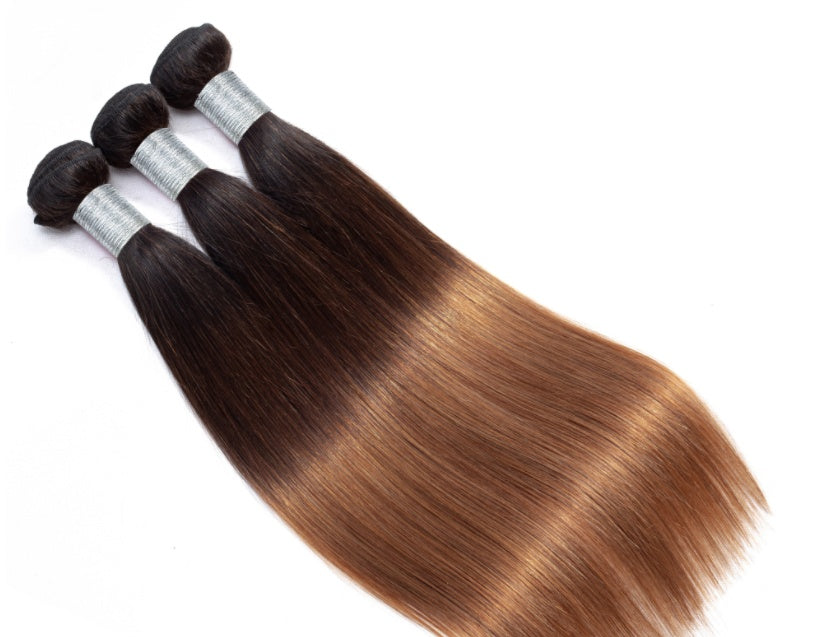 Golden Purpose Straight Ombré Hair Bundles – Dark Brown to Caramel