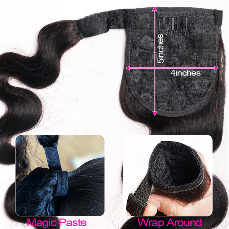 Divine Waves Long Wrap-Around Ponytail Extension – Natural Black