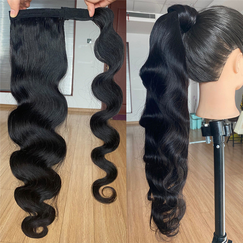 Divine Waves Long Wrap-Around Ponytail Extension – Natural Black
