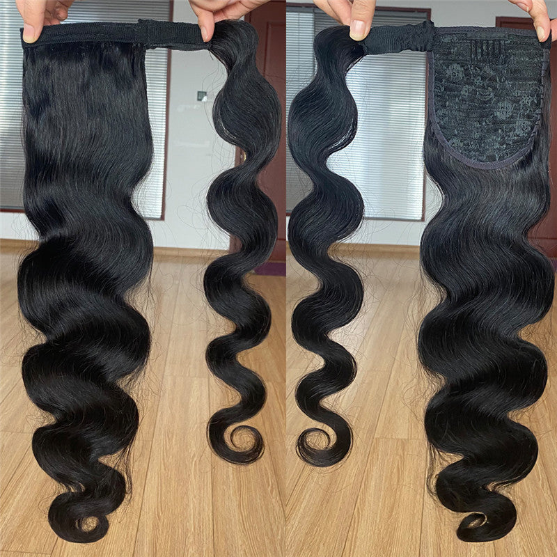 Divine Waves Long Wrap-Around Ponytail Extension – Natural Black