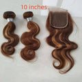 Caramel Glow Body-Wave Bundles With Lace Closure – Warm Brown Highlights