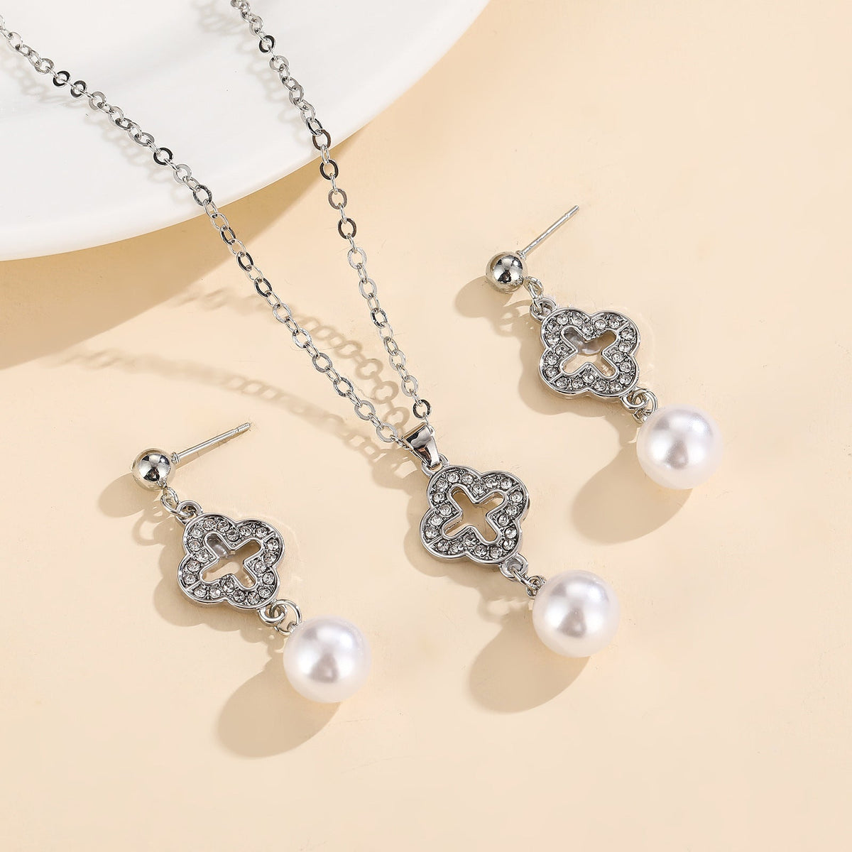 Elegant Pink Gem Necklace Jewelry Set